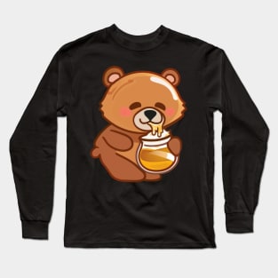 Cute Bear Eating Honey Long Sleeve T-Shirt